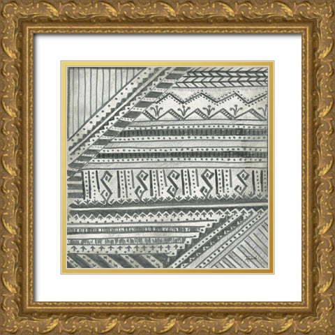 Boho Tribal Cloth I Gold Ornate Wood Framed Art Print with Double Matting by Tre Sorelle Studios