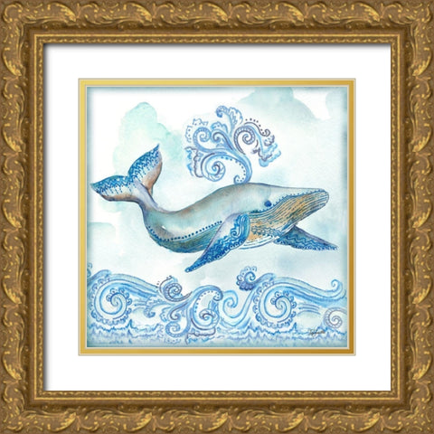 Boho Shells II-Whale Gold Ornate Wood Framed Art Print with Double Matting by Tre Sorelle Studios