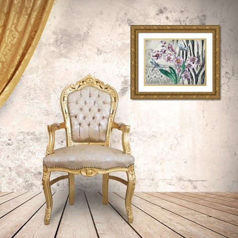 Boho Orchid landscape Gold Ornate Wood Framed Art Print with Double Matting by Tre Sorelle Studios