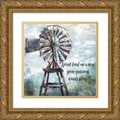 Primitive Windmill Gold Ornate Wood Framed Art Print with Double Matting by Tre Sorelle Studios