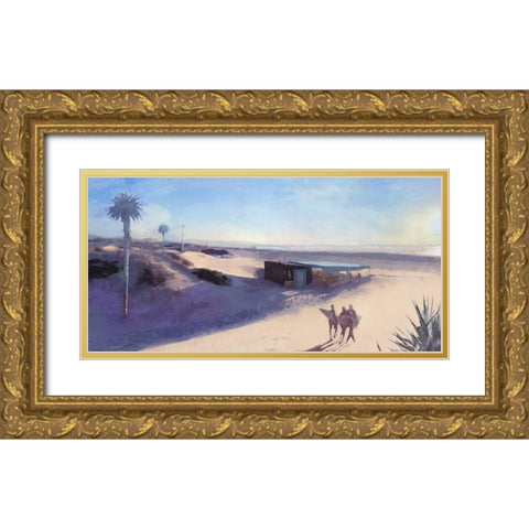 Three  Surfers Gold Ornate Wood Framed Art Print with Double Matting by Bay, Noah