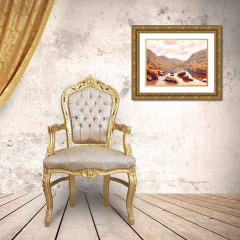 Lakeside  in Autumn Gold Ornate Wood Framed Art Print with Double Matting by Grafitee Studios