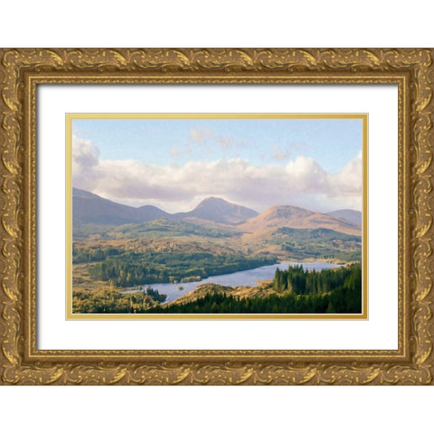 Overlook  of the Loche Gold Ornate Wood Framed Art Print with Double Matting by Grafitee Studios