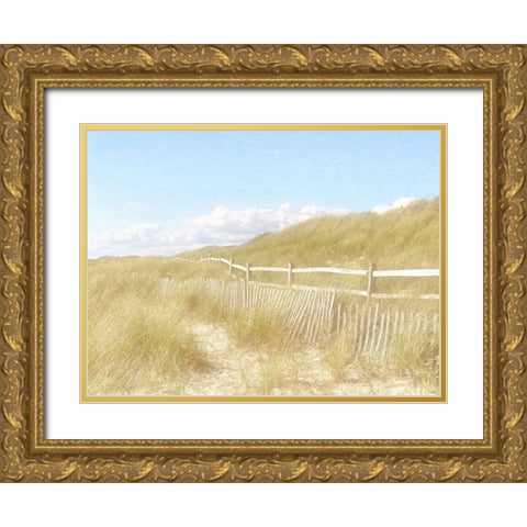 Seagrass  Dunes Gold Ornate Wood Framed Art Print with Double Matting by Grafitee Studios