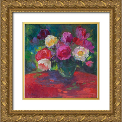 Petals and Passion Gold Ornate Wood Framed Art Print with Double Matting by Fine, Alexi