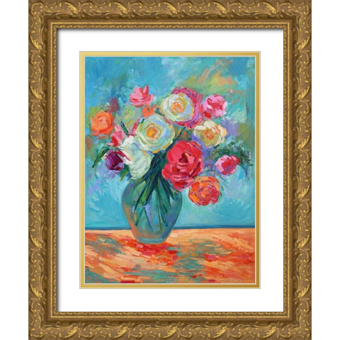 Petals and Persistence Gold Ornate Wood Framed Art Print with Double Matting by Fine, Alexi
