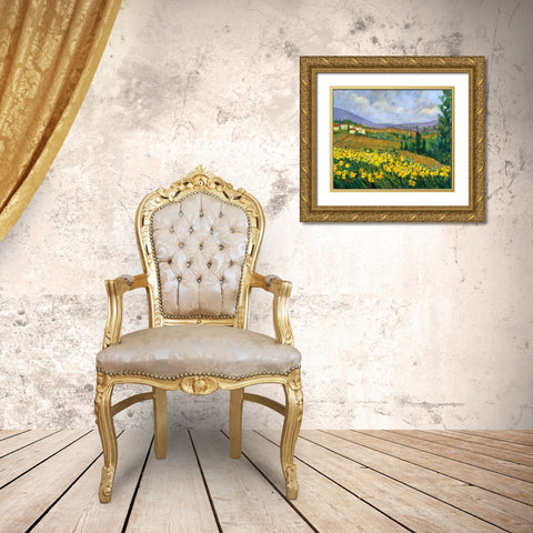 Field of Yellow Gold Ornate Wood Framed Art Print with Double Matting by Fine, Alexi