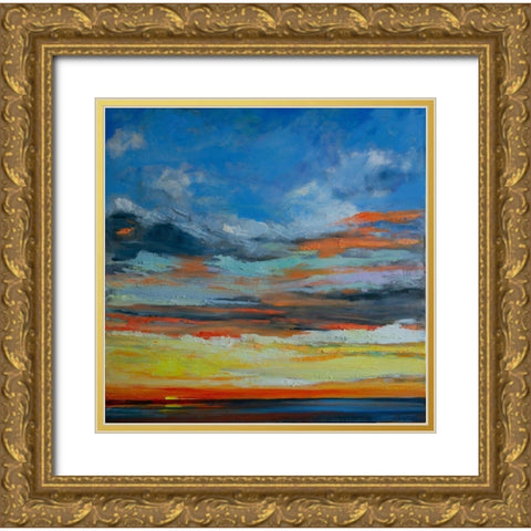 Hermosa Beach Sunset Gold Ornate Wood Framed Art Print with Double Matting by Fine, Alexi