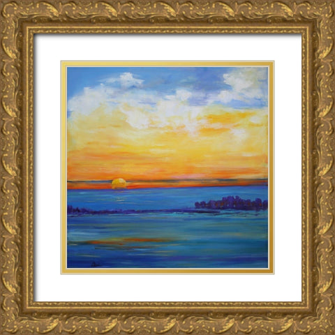 Independence Day Sunset Gold Ornate Wood Framed Art Print with Double Matting by Fine, Alexi