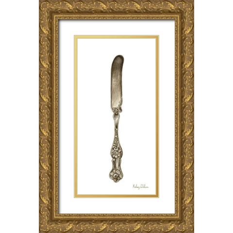 Vintage  Tableware II-Knife Gold Ornate Wood Framed Art Print with Double Matting by Wilson, Kelsey