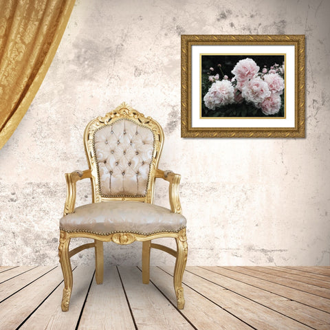Peony  Poetry I Gold Ornate Wood Framed Art Print with Double Matting by Cusson, Marie Elaine