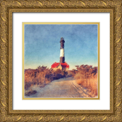 Fire  Island Light Gold Ornate Wood Framed Art Print with Double Matting by Bay, Noah