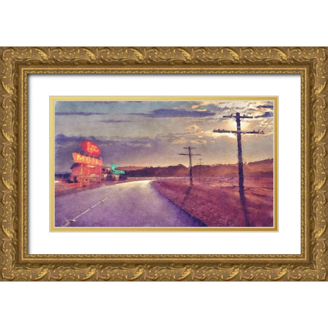 Last  Motel Gold Ornate Wood Framed Art Print with Double Matting by Bay, Noah