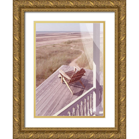 Hamptons  House Gold Ornate Wood Framed Art Print with Double Matting by Bay, Noah