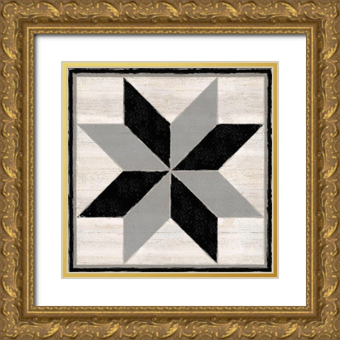 Black  and White Quilt Block II Gold Ornate Wood Framed Art Print with Double Matting by Reed, Tara