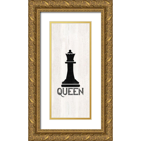Chess Piece vertical II-Queen Gold Ornate Wood Framed Art Print with Double Matting by Reed, Tara