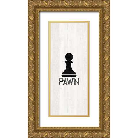 Chess Piece vertical VI-Pawn Gold Ornate Wood Framed Art Print with Double Matting by Reed, Tara