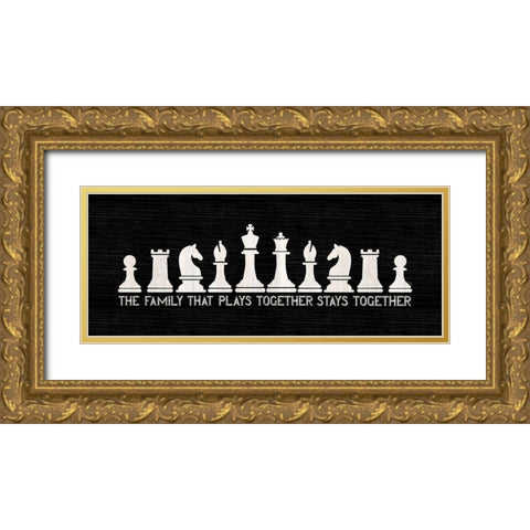 Chess Sentiment panel black-Family Gold Ornate Wood Framed Art Print with Double Matting by Reed, Tara