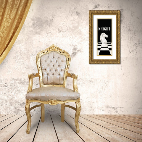 Rather be Playing Chess Pieces white panel III-Knight Gold Ornate Wood Framed Art Print with Double Matting by Reed, Tara