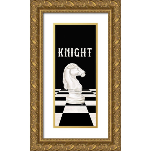 Rather be Playing Chess Pieces white panel III-Knight Gold Ornate Wood Framed Art Print with Double Matting by Reed, Tara