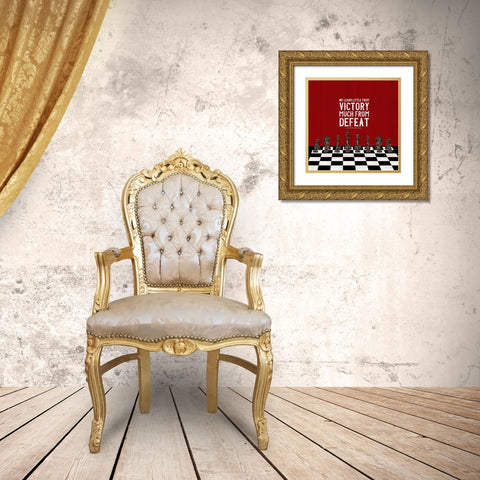Rather be Playing Chess red II-Learn More Gold Ornate Wood Framed Art Print with Double Matting by Reed, Tara