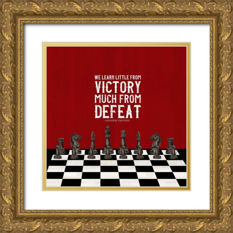 Rather be Playing Chess red II-Learn More Gold Ornate Wood Framed Art Print with Double Matting by Reed, Tara
