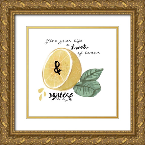 Citrus Limon sentiment IV Gold Ornate Wood Framed Art Print with Double Matting by Bannarot