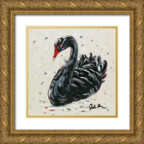 Black Swan Gold Ornate Wood Framed Art Print with Double Matting by Augustine, Jodi