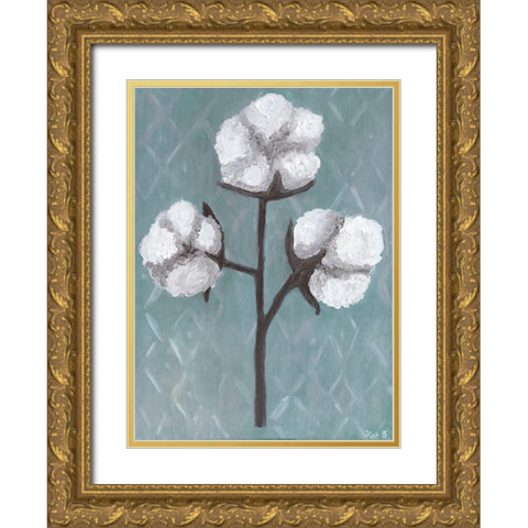 Cotton Stalks II Gold Ornate Wood Framed Art Print with Double Matting by Bryan, Kathleen