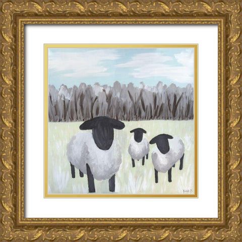 Paint Splotch Sheep Gold Ornate Wood Framed Art Print with Double Matting by Bryan, Kathleen