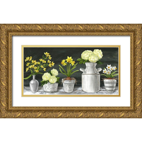 Farmhouse Garden panel Gold Ornate Wood Framed Art Print with Double Matting by Wilson, Kelsey