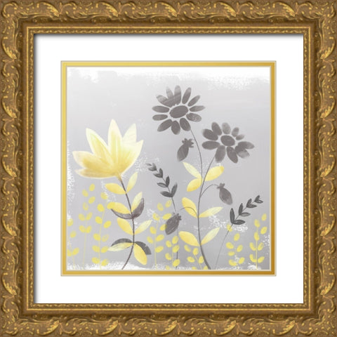 Soft Nature yellow And grey I Gold Ornate Wood Framed Art Print with Double Matting by Northern Lights