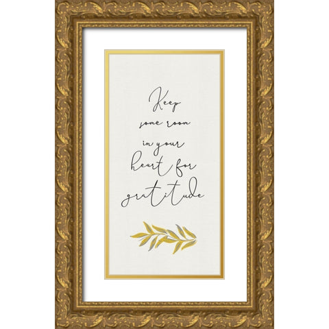 Botanical  Inspiration panel yellow gray II-Gratitude Gold Ornate Wood Framed Art Print with Double Matting by HM Design