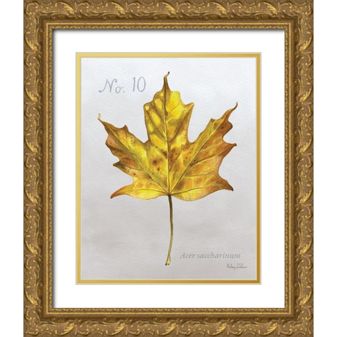Autumn  Leaves on Gray I-Maple Gold Ornate Wood Framed Art Print with Double Matting by Wilson, Kelsey