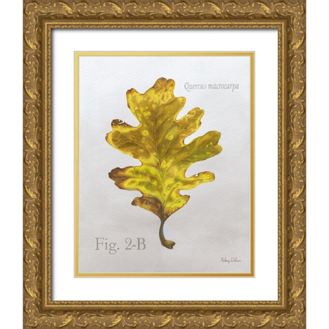 Autumn  Leaves on Gray III-Oak Gold Ornate Wood Framed Art Print with Double Matting by Wilson, Kelsey