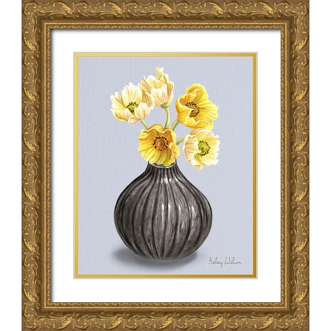 Poppies  in Vase I Gold Ornate Wood Framed Art Print with Double Matting by Wilson, Kelsey