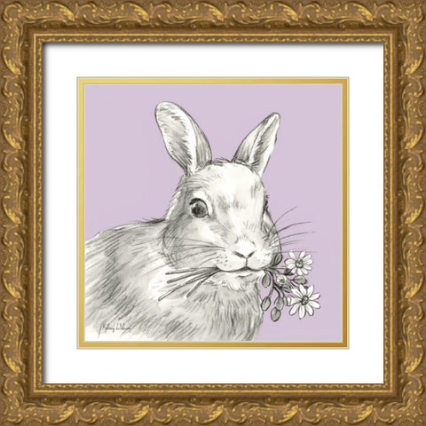 Watercolor  Pencil Farm color V-Rabbit Gold Ornate Wood Framed Art Print with Double Matting by Wilson, Kelsey