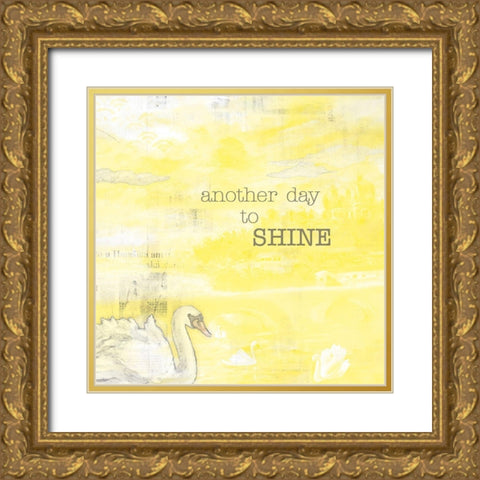 Textured  Sentiment yellow I Gold Ornate Wood Framed Art Print with Double Matting by Lee C