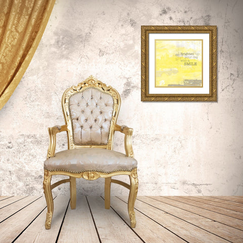 Textured  Sentiment yellow II Gold Ornate Wood Framed Art Print with Double Matting by Lee C