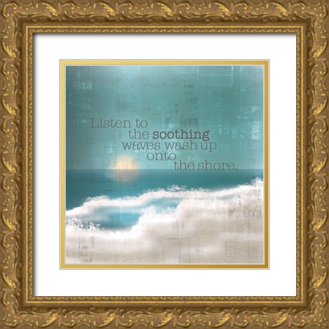Textured  Sentiment beach I Gold Ornate Wood Framed Art Print with Double Matting by Lee C