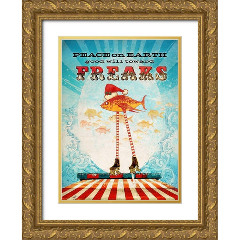 Colorful Christmas VIII-Freaks Gold Ornate Wood Framed Art Print with Double Matting by Duirwaigh