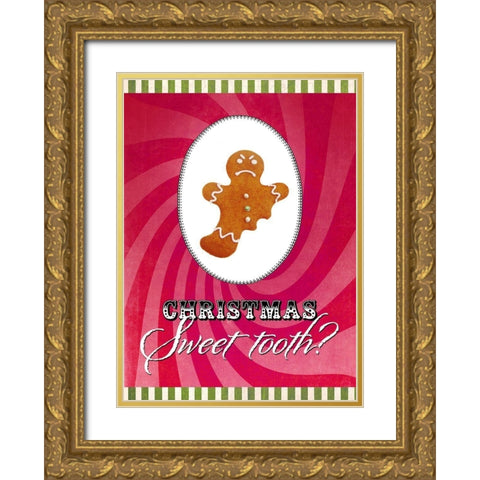 Colorful Christmas X-Sweet Tooth Gold Ornate Wood Framed Art Print with Double Matting by Duirwaigh