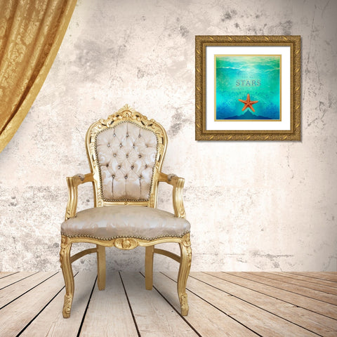 Living  Out Loud I-Stars Gold Ornate Wood Framed Art Print with Double Matting by Duirwaigh