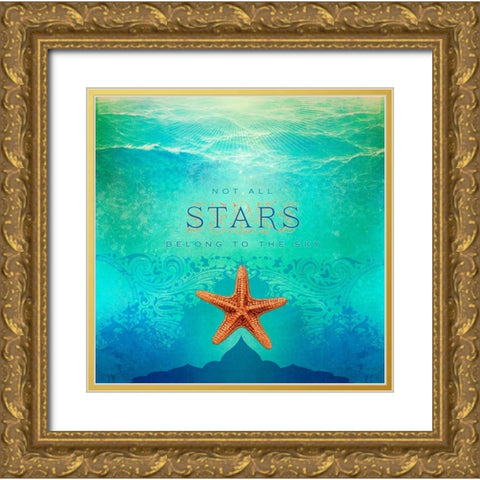 Living  Out Loud I-Stars Gold Ornate Wood Framed Art Print with Double Matting by Duirwaigh