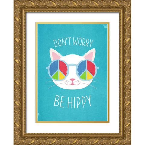 Living  Out Loud VIII-Be Hippy Gold Ornate Wood Framed Art Print with Double Matting by Duirwaigh