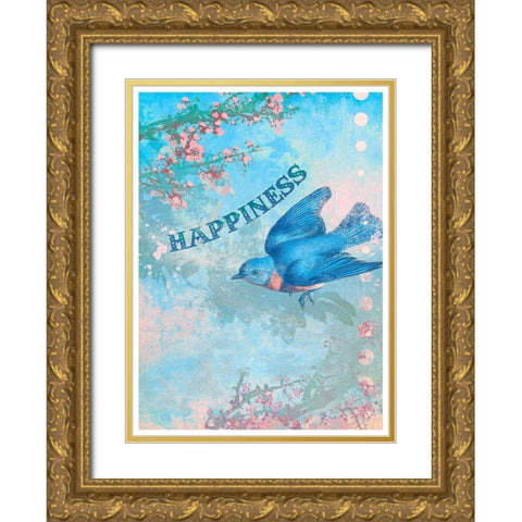 Living  Out Loud IX-Happiness Gold Ornate Wood Framed Art Print with Double Matting by Duirwaigh