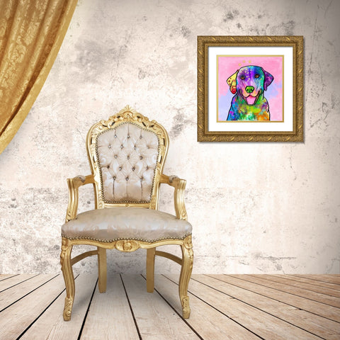 Colorful  Pets IV Gold Ornate Wood Framed Art Print with Double Matting by Duirwaigh