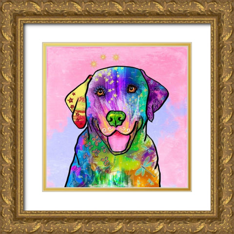 Colorful  Pets IV Gold Ornate Wood Framed Art Print with Double Matting by Duirwaigh