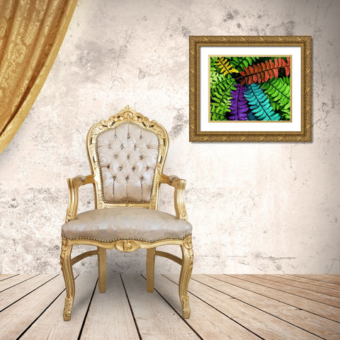 Feel  the Fern Gold Ornate Wood Framed Art Print with Double Matting by Manelis, Jessica