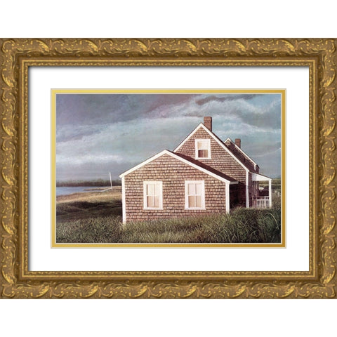 Crooked  House Gold Ornate Wood Framed Art Print with Double Matting by Mielko, Tom